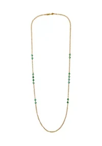 Green Cubic Zirconia gold plated Station Necklace