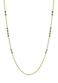 Green Cubic Zirconia gold plated Station Necklace