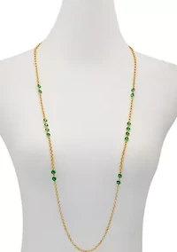 Green Cubic Zirconia gold plated Station Necklace