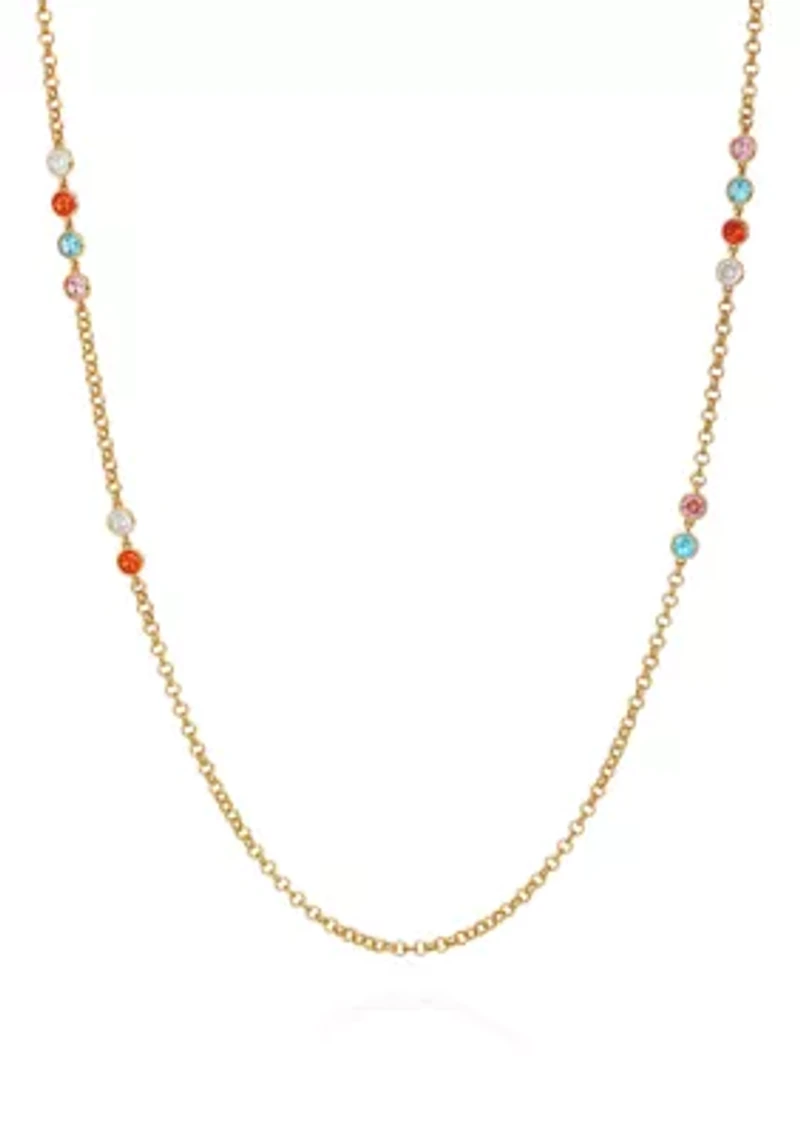 Gold Plated Cubic Zirconia Station Necklace