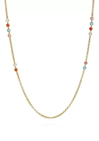 Gold Plated Cubic Zirconia Station Necklace