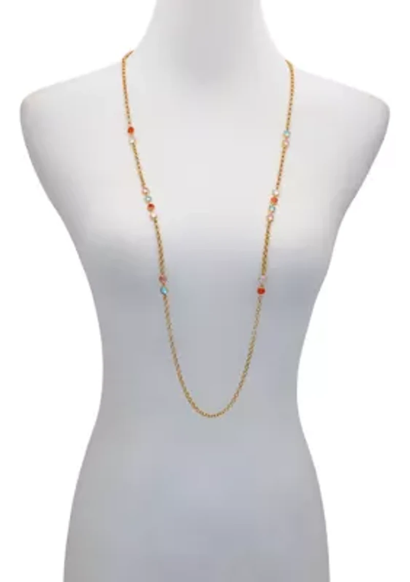 Gold Plated Cubic Zirconia Station Necklace
