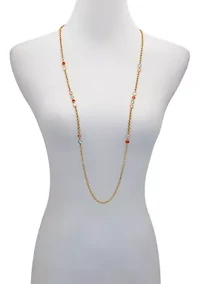 Gold Plated Cubic Zirconia Station Necklace