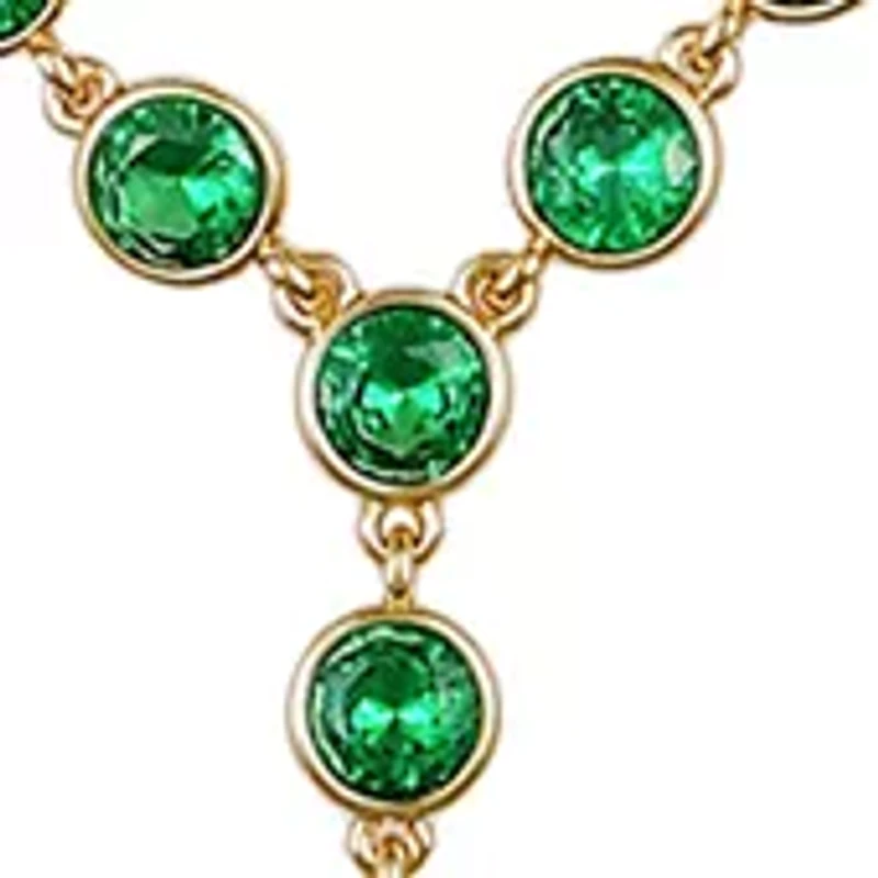  Green Cubic Zirconia 14K Gold Plated Y-Necklace