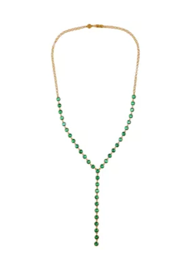  Green Cubic Zirconia 14K Gold Plated Y-Necklace