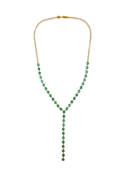  Green Cubic Zirconia 14K Gold Plated Y-Necklace
