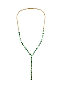  Green Cubic Zirconia 14K Gold Plated Y-Necklace