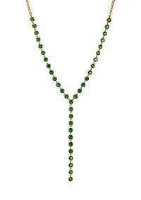  Green Cubic Zirconia 14K Gold Plated Y-Necklace