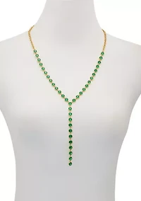  Green Cubic Zirconia 14K Gold Plated Y-Necklace
