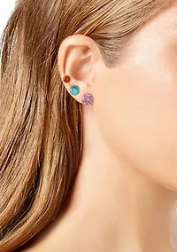 Gold Plated Multi Cubic Zirconia Stud Earring Set 