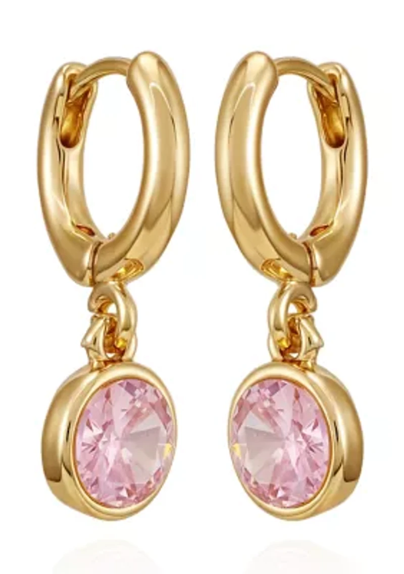 Gold Plated Cubic Zirconia Drop Earrings 