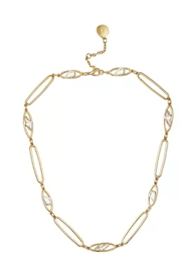 Gold Plated Link Cubic Zirconia Necklace