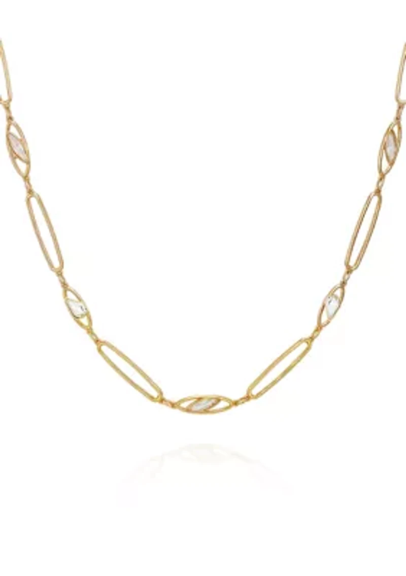 Gold Plated Link Cubic Zirconia Necklace