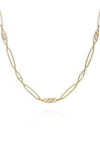 Gold Plated Link Cubic Zirconia Necklace
