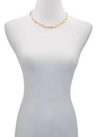 Gold Plated Link Cubic Zirconia Necklace