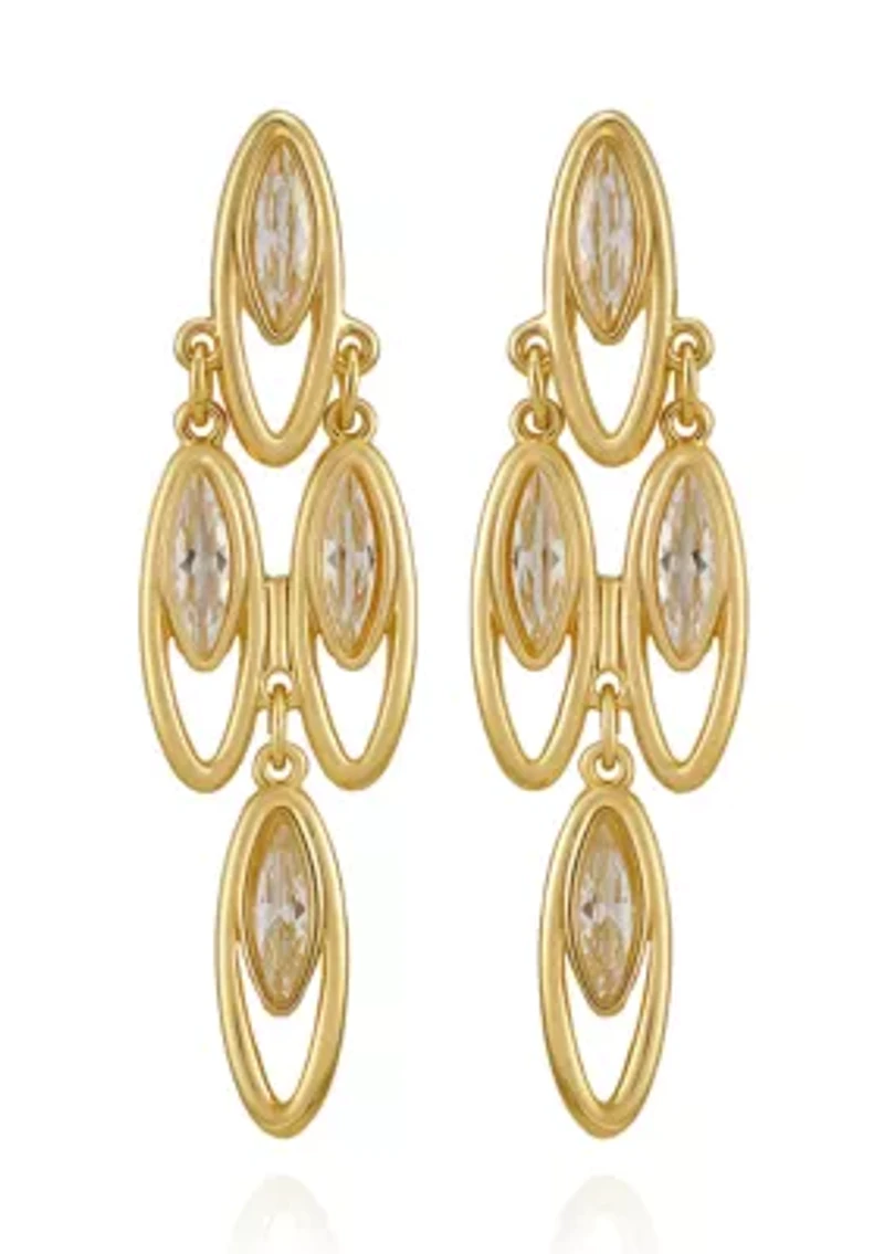 Gold Plated Cubic Zirconia Chandelier Earrings