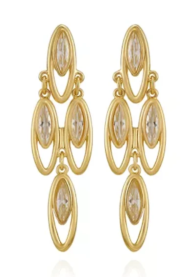 Gold Plated Cubic Zirconia Chandelier Earrings