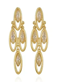 Gold Plated Cubic Zirconia Chandelier Earrings 