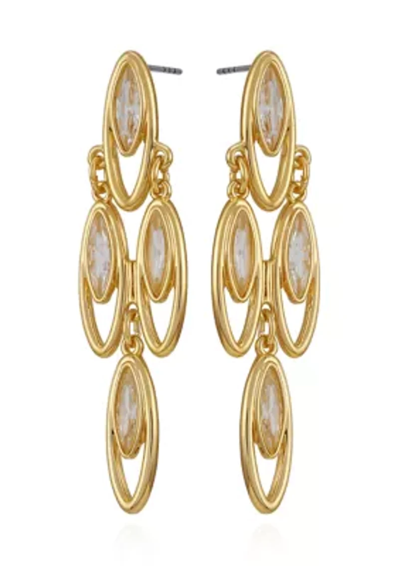 Gold Plated Cubic Zirconia Chandelier Earrings