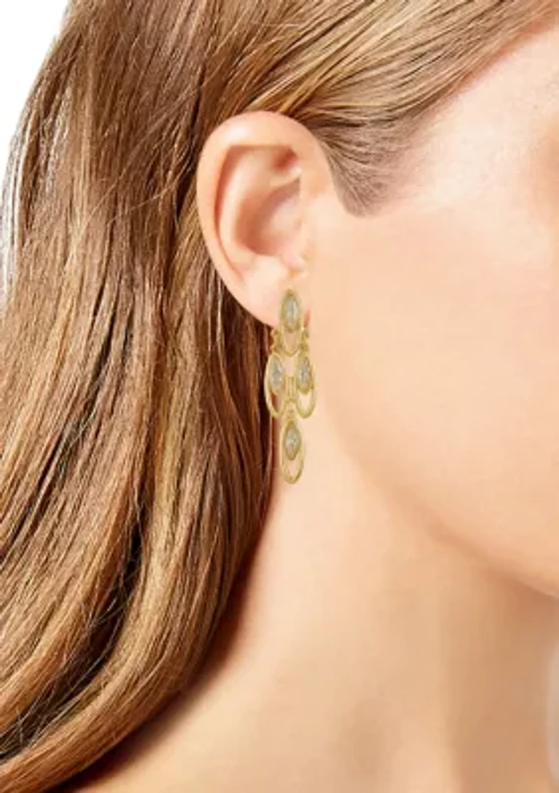 Gold Plated Cubic Zirconia Chandelier Earrings