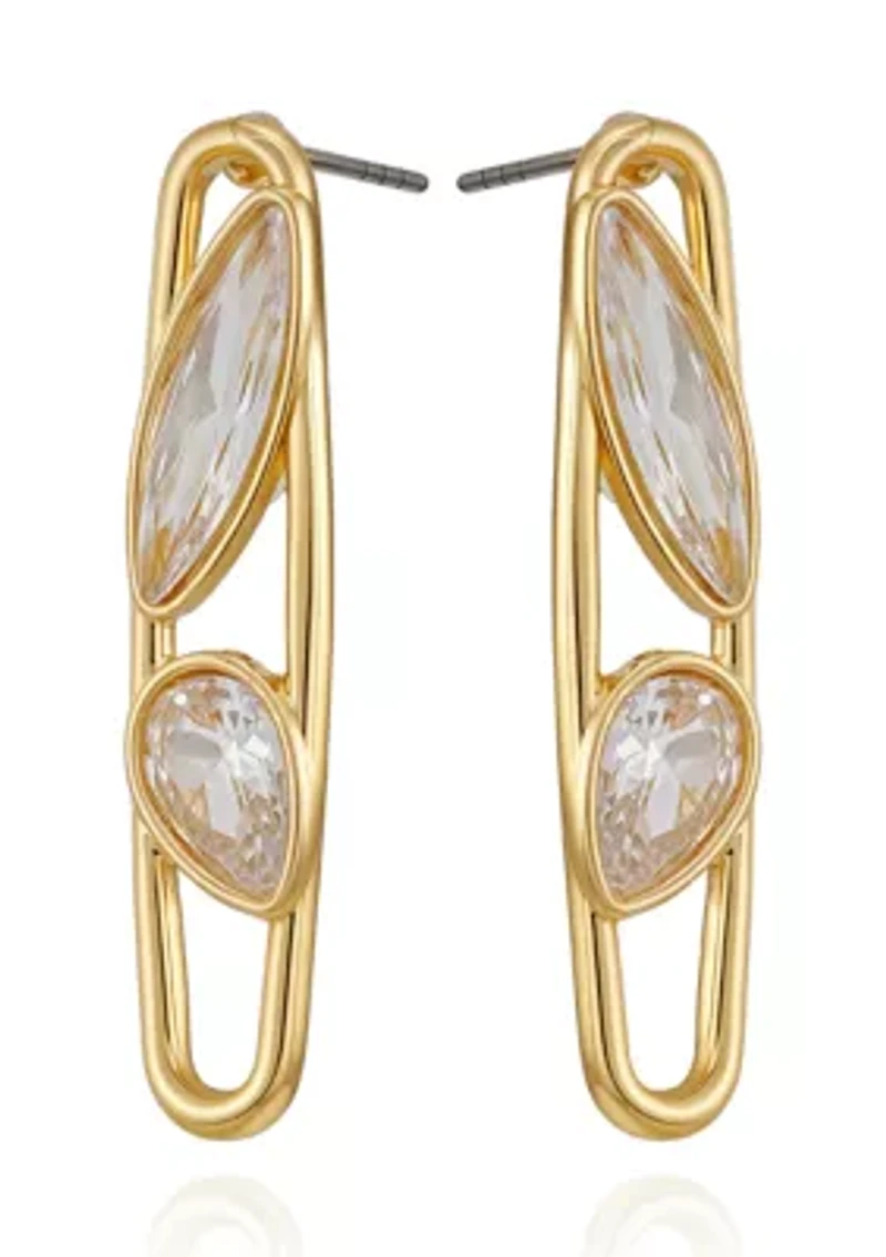 Gold Plated Cubic Zirconia Drop Earrings