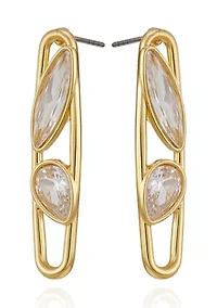 Gold Plated Cubic Zirconia Drop Earrings