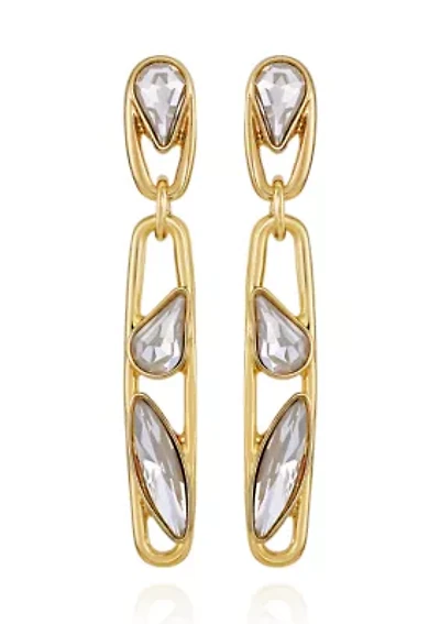 Gold Plated Cubic Zirconia Linear Earrings