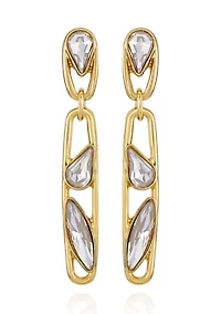 Gold Plated Cubic Zirconia Linear Earrings