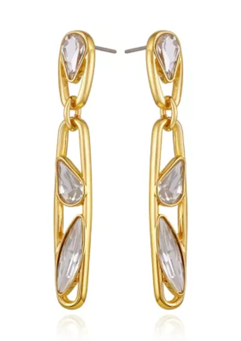 Gold Plated Cubic Zirconia Linear Earrings