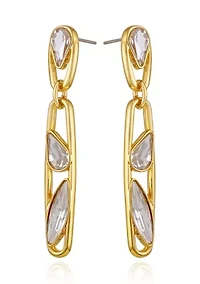 Gold Plated Cubic Zirconia Linear Earrings