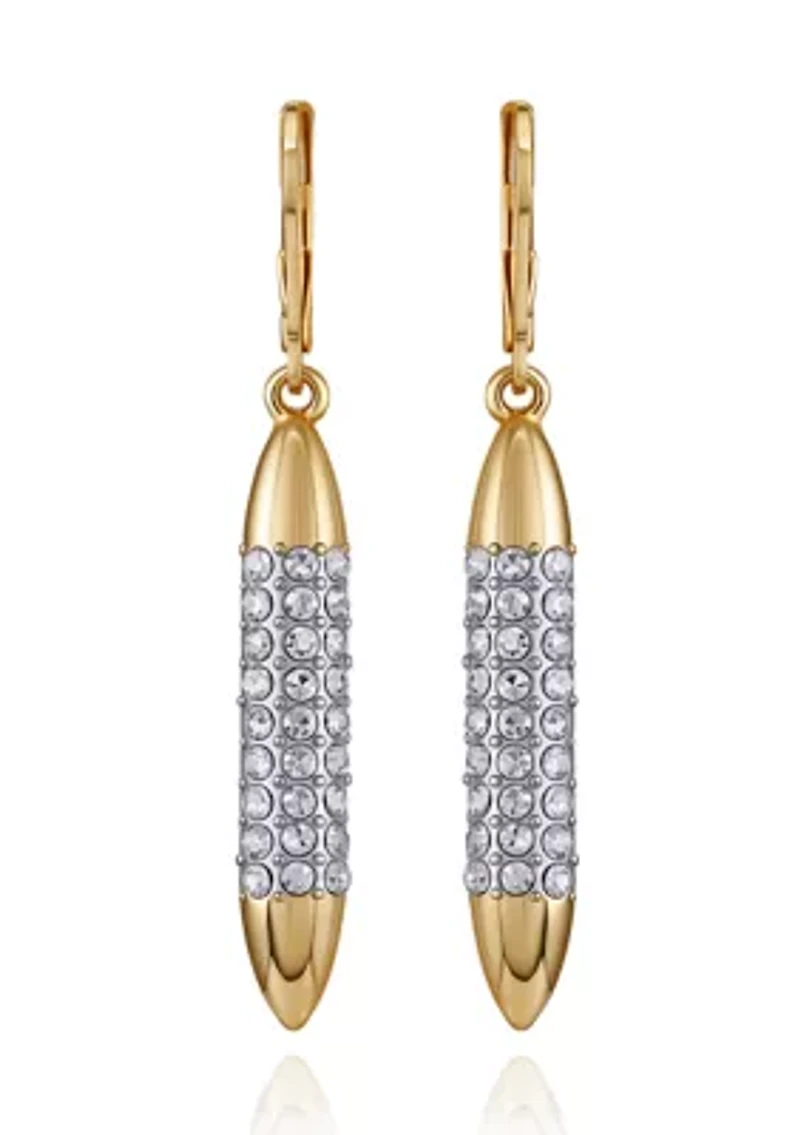Gold Tone Pave Drop Earrings
