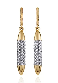  Gold Tone Pave Drop Earrings