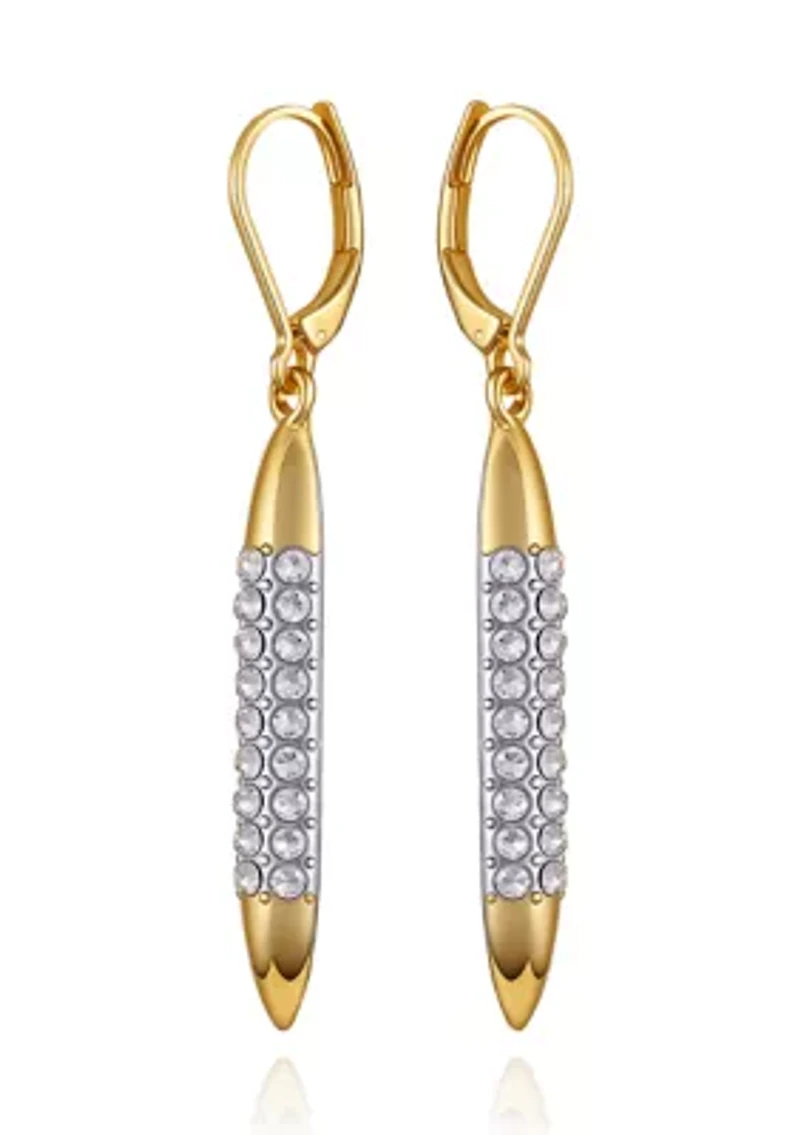 Gold Tone Pave Drop Earrings