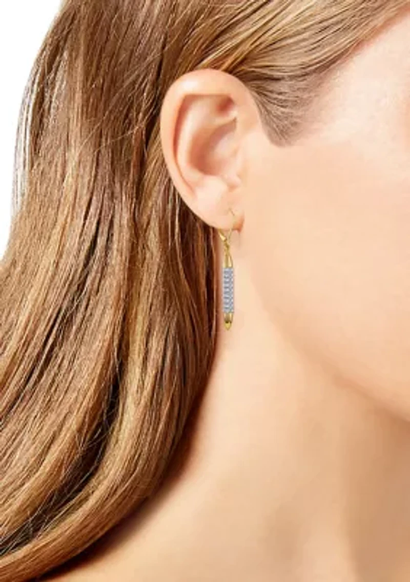 Gold Tone Pave Drop Earrings