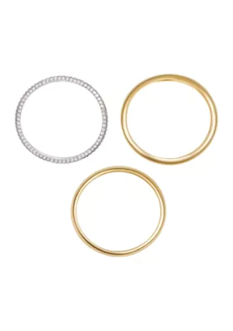Gold-Plated and Crystal Bangle Set