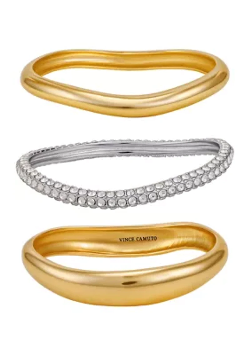 Gold-Plated and Crystal Bangle Set