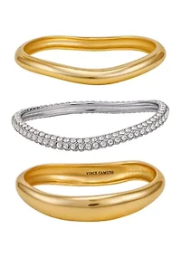  Gold-Plated and Crystal Bangle Set