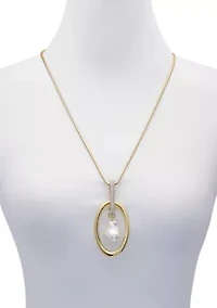 Gold Plated Long Pendant Necklace with Baroque Pearl