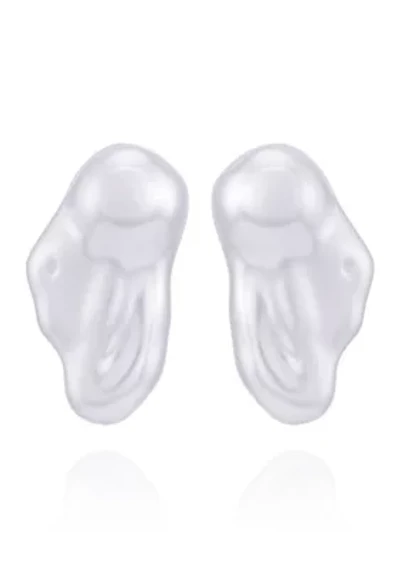  14K Gold Plated Pave Hoop Earrings with Baroque Pearl Drop 