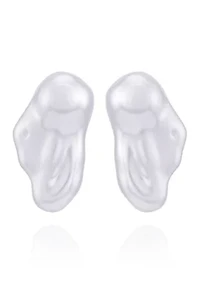  14K Gold Plated Pave Hoop Earrings with Baroque Pearl Drop 