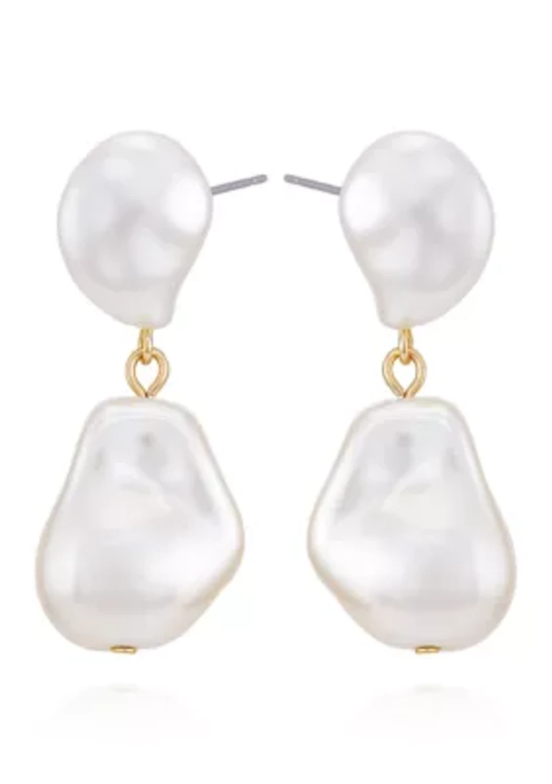 14K Gold-Plated Pearl Drop Earrings