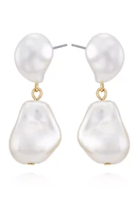 14K Gold-Plated Pearl Drop Earrings 
