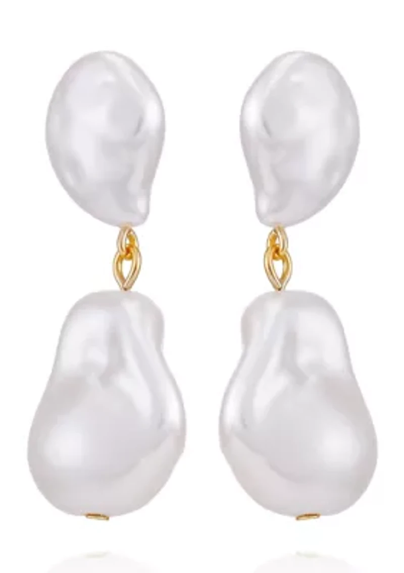 14K Gold-Plated Pearl Drop Earrings