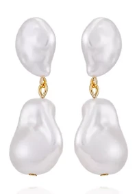 14K Gold-Plated Pearl Drop Earrings 