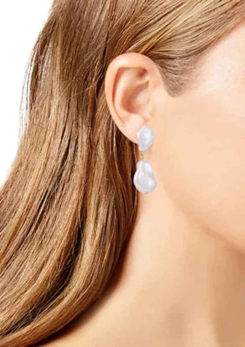 14K Gold-Plated Pearl Drop Earrings