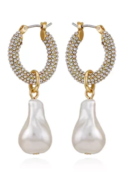 14K Gold-Plated Pearl Hoop Earrings