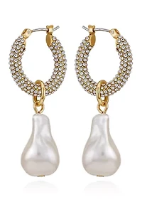  14K Gold-Plated Pearl Hoop Earrings 