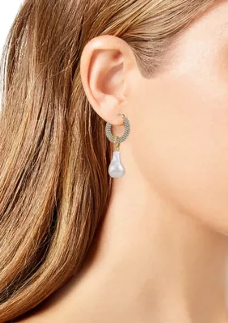  14K Gold-Plated Pearl Hoop Earrings 