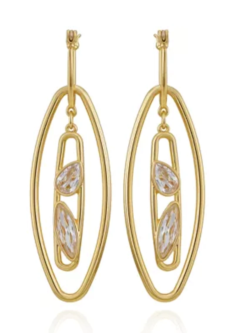 Gold Plated Oval Orbital Cubic Zirconia Earrings