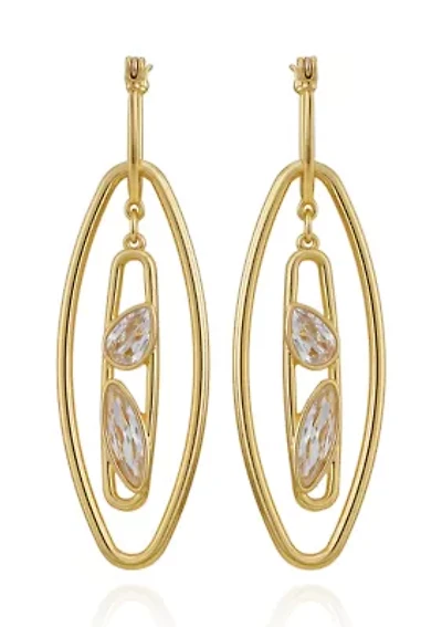 Gold Plated Oval Orbital Cubic Zirconia Earrings